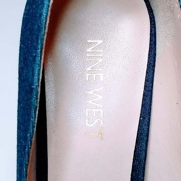 NINE WEST TATIANA STILETTO POINTY TOE BLUE DENIM DRESS PUMPS - Picture 8 of 13